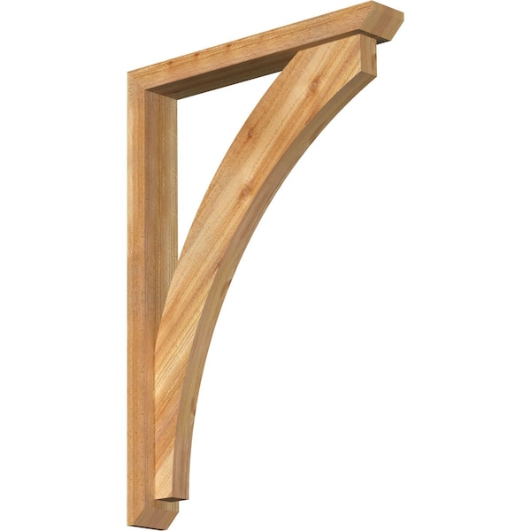 Ekena Millwork Thorton Slat Rough Sawn Bracket w/ Offset Brace, Western Red Cedar, 4"W x 26"D x 38"H BKT0402X26X38THR06RWR - main
